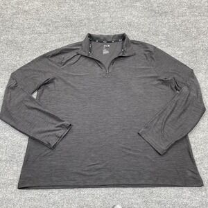 FLX Shirt Mens 2XL Gray Mock Neck Quarter Zip Long Sleeve Tagless Polyester